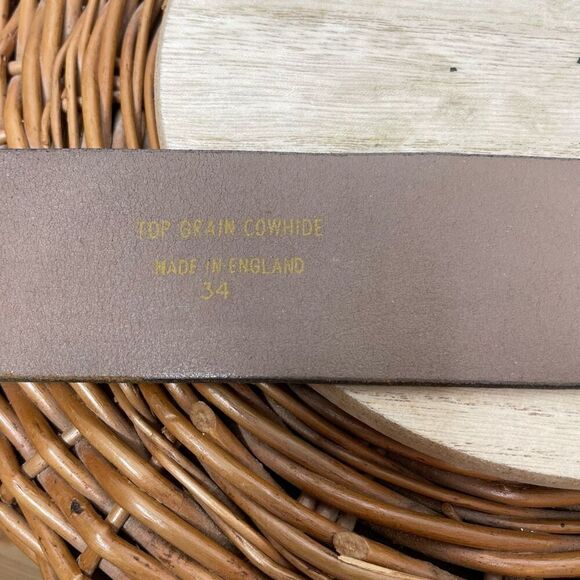 Ibex Vintage Distressed Leather Belt with Metal Buckle Cowhide England Size 34 - Picture 2 of 6